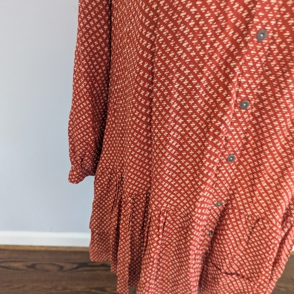 Women's Anthropologie Holding Horses Small Orange Button Down Blouse - Picture 5 of 8